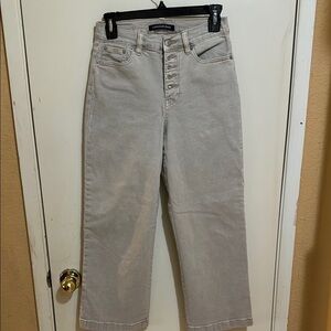 Calvin Klein Mid Rise Wide Leg Crop Button Fly Denim light gray  Jeans Size 25!